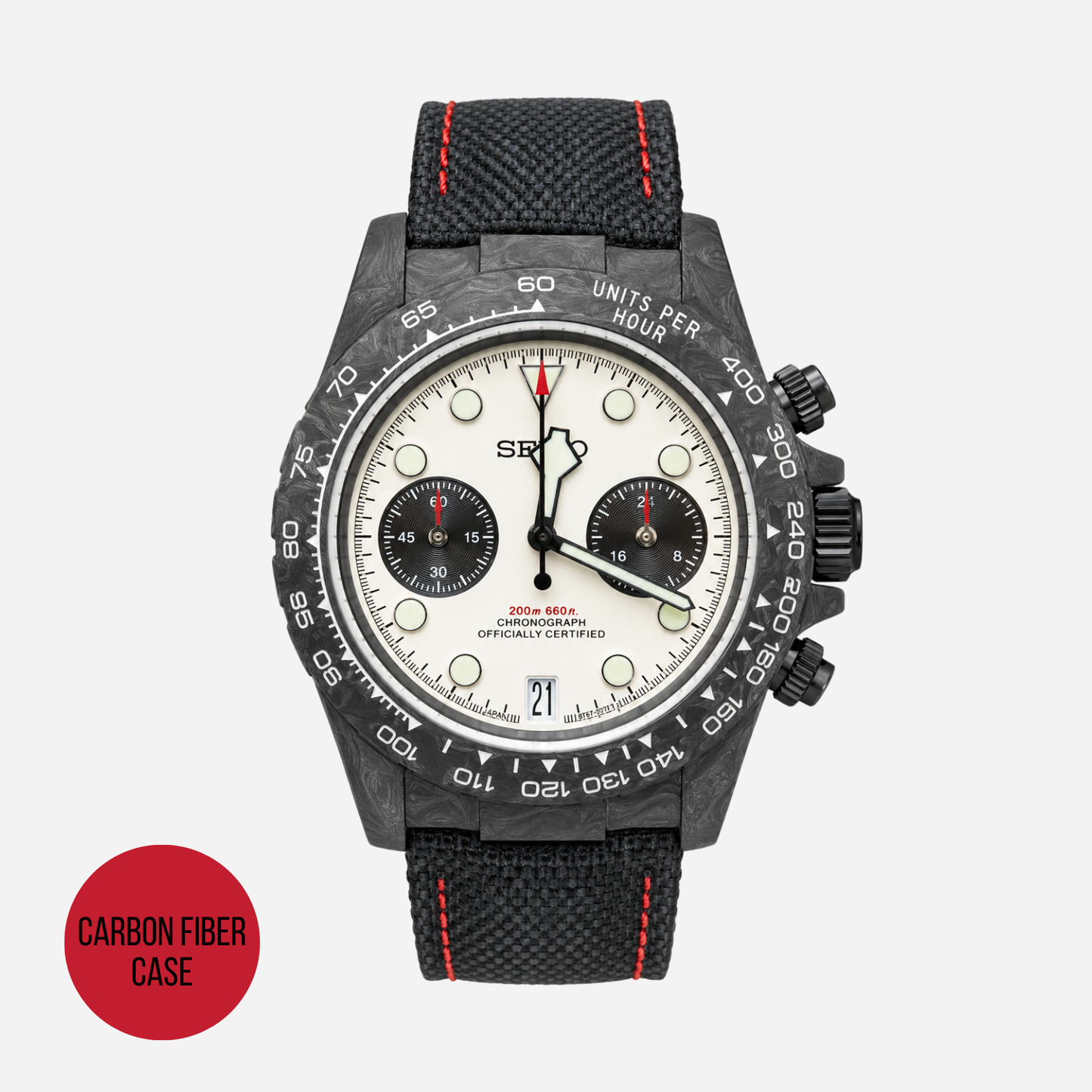 Seiko Mod Daytona Carbon Fiber |  RED RACER