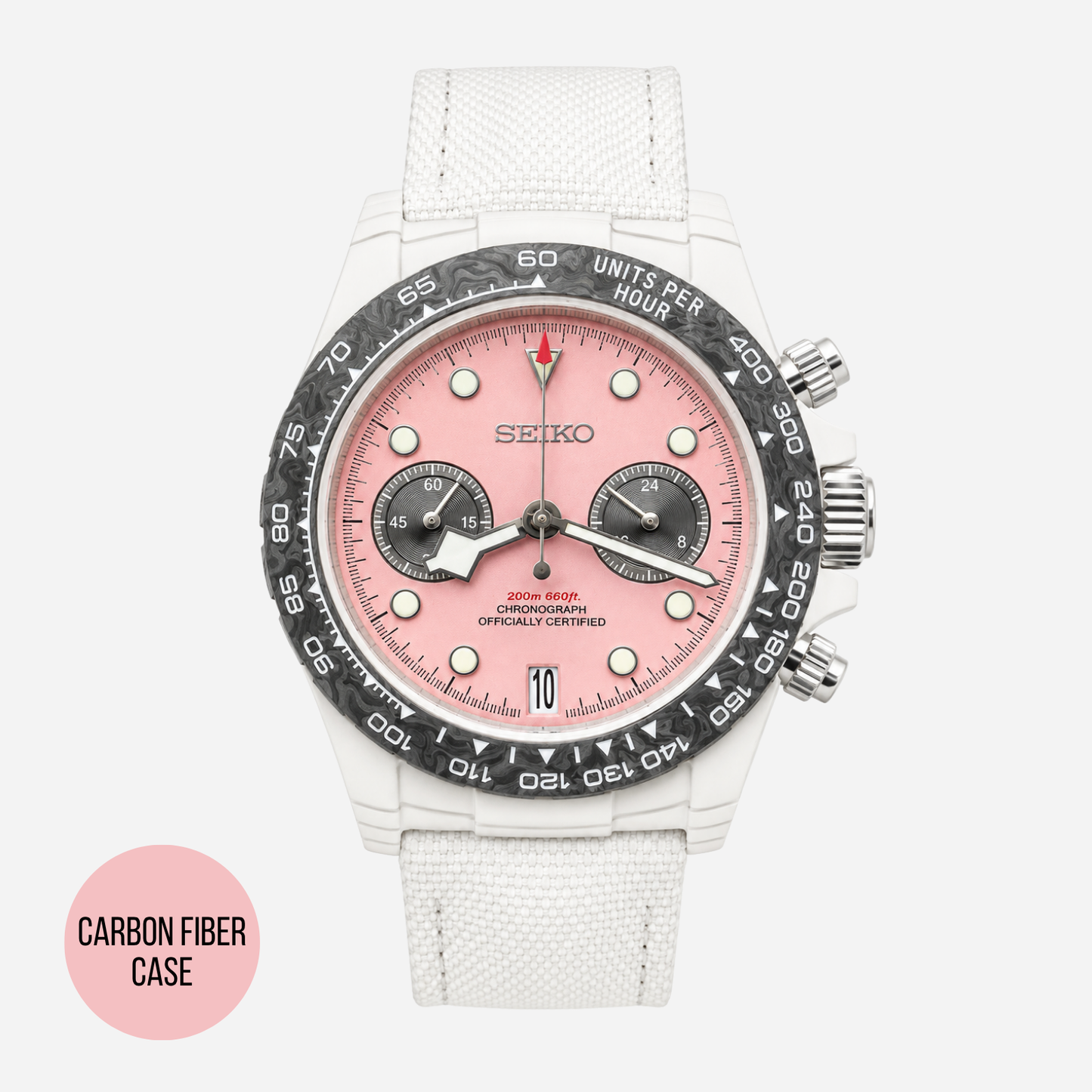 Seiko Mod Daytona Carbon Fiber | PINK RACER